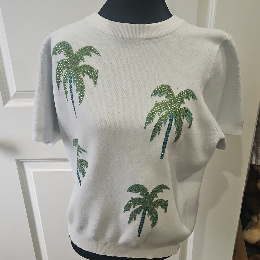 Cato Collection White and Green Sweater